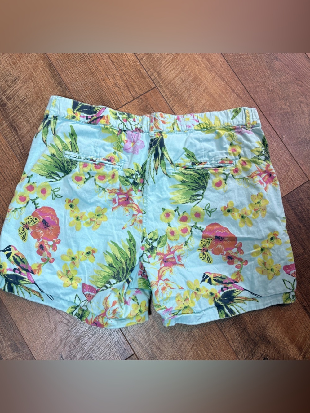 Tailor Vintage Reversible Tropical Shorts Mens L Blue Floral Resort Vacation - Picture 3 of 11